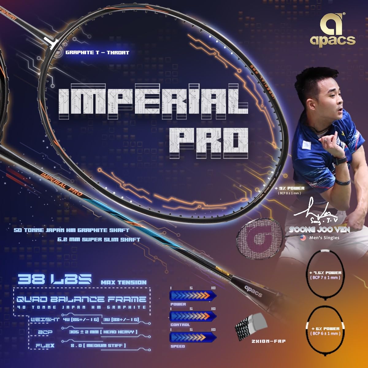 アパックス インペリアルプロ4UG5 Buy APACS IMPERIAL PRO IMPERIAL PRO 4U Badminton Racket 38 lb